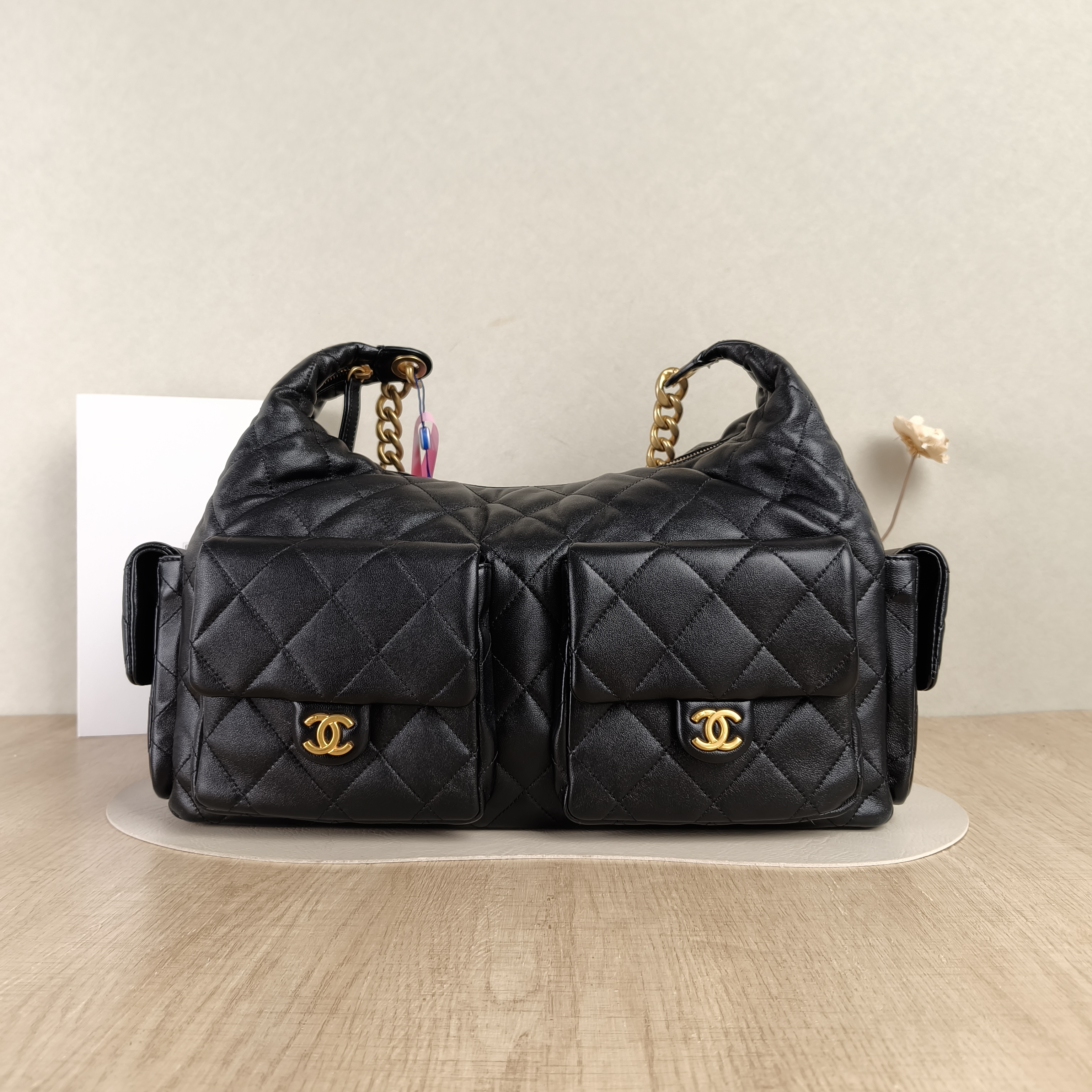 Chanel Shoulder Bag25C Hobo Shoulder Bag Black Lambskinmaxi Large39 × 14 × 35 cm