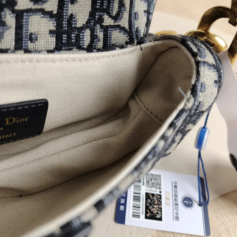 DIOR Top Handle Bag Saddle Blue Canvas Mini 19 × 6 × 15 cm — detail view 7 of 10