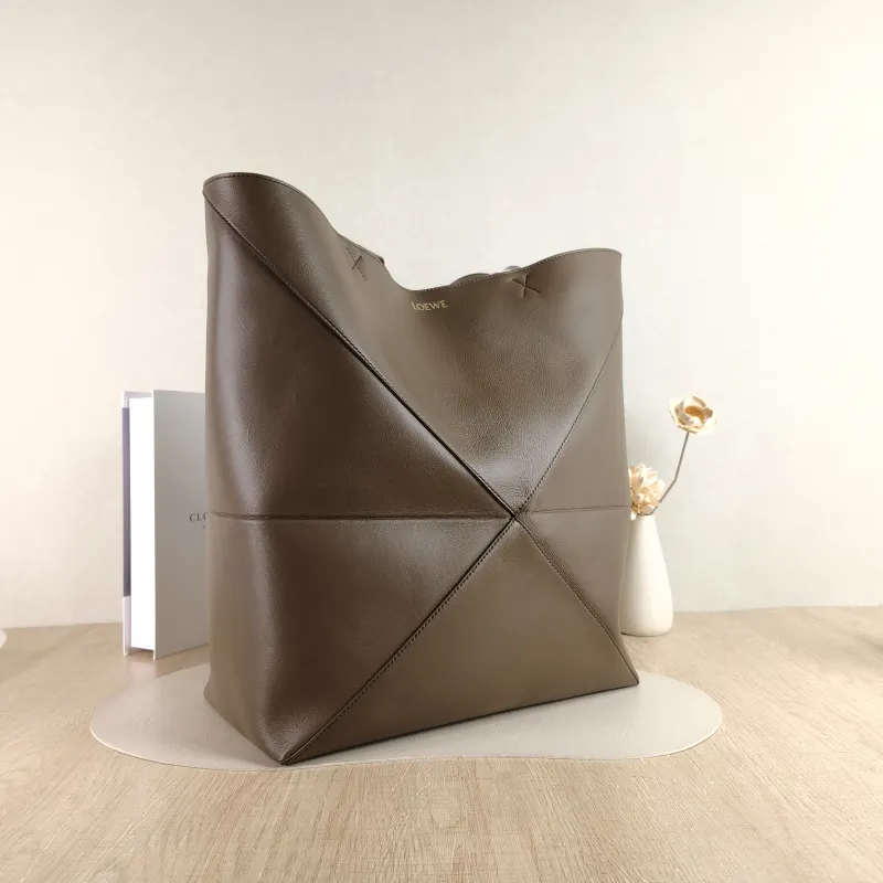 LOEWE Shoulder Bag Puzzle Fold Shopping Tote Brown Calfskin Large 42 × 41 × 18 cm — cover view 3 of 4
