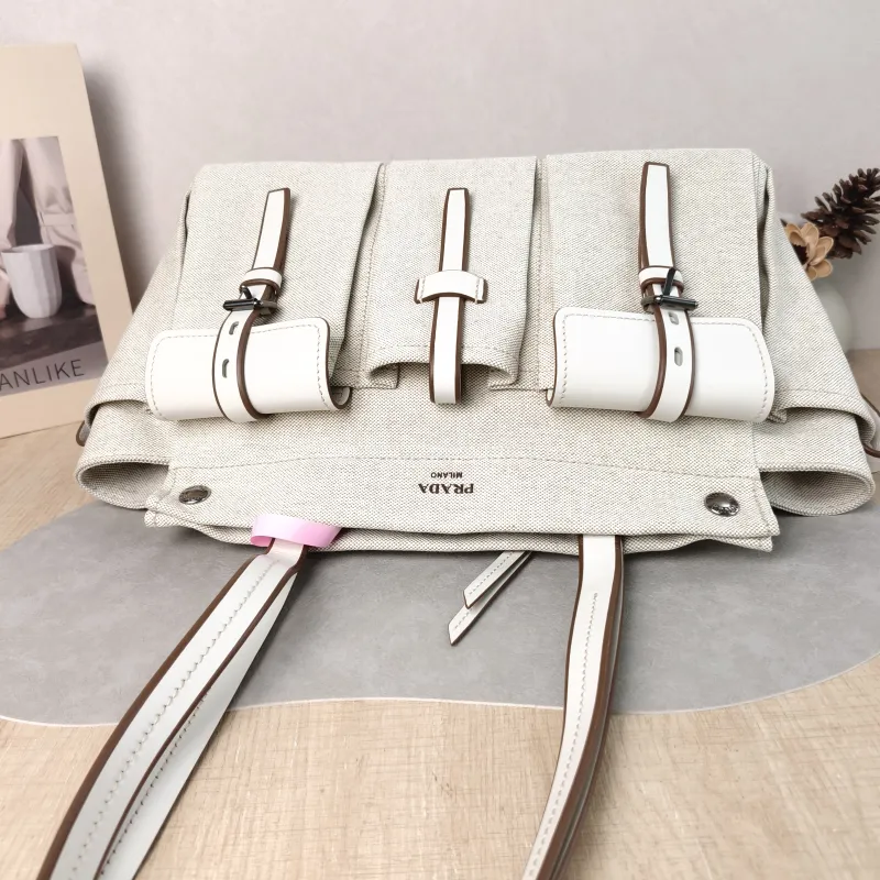 PRADA Shoulder Bag Route Tote Bag Canvas · Calfskin Large 34 × 17 × 25 cm — detail view 7 of 12