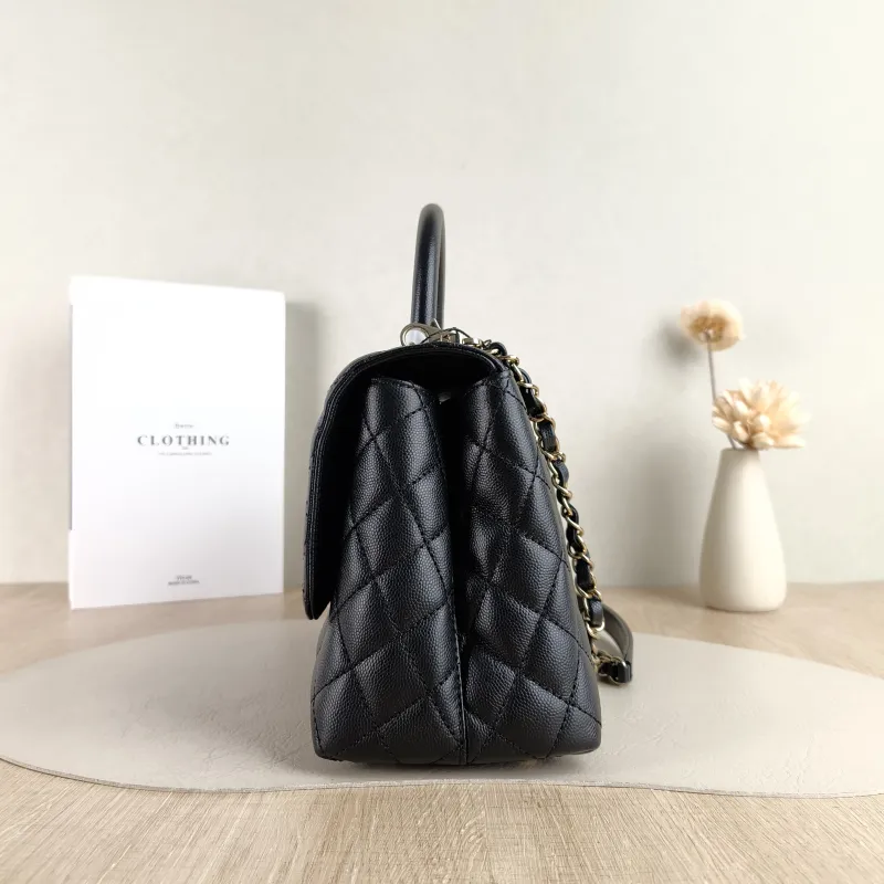 Chanel Top Handle Bag Coco Handle​ Black Grained Calfskin Medium 29 × 12 × 18 cm — detail view 9 of 13