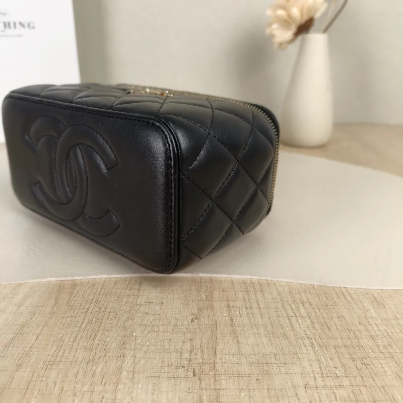Chanel Crossbody Bag 24p Edition Box Bag Cosmetic Bag Black Lambskin 17 × 8 × 9.5 cm — detail view 14 of 14