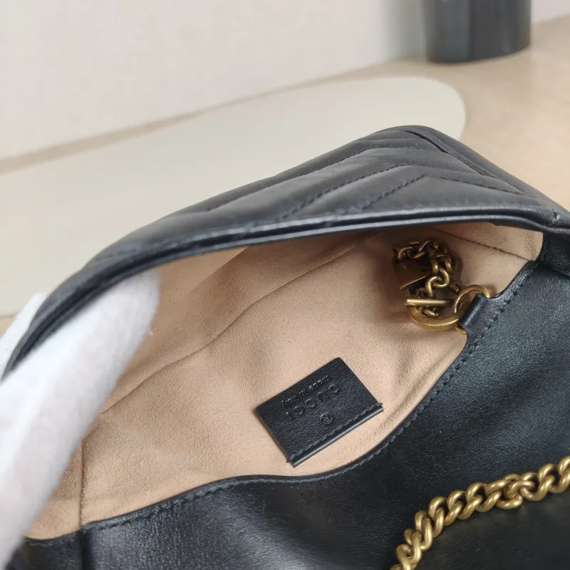 GUCCI Crossbody Bag GG Marmont Mini Marmont Mini Black Calfskin Mini 16.5 × 4.5 × 9.5 cm — detail view 2 of 12