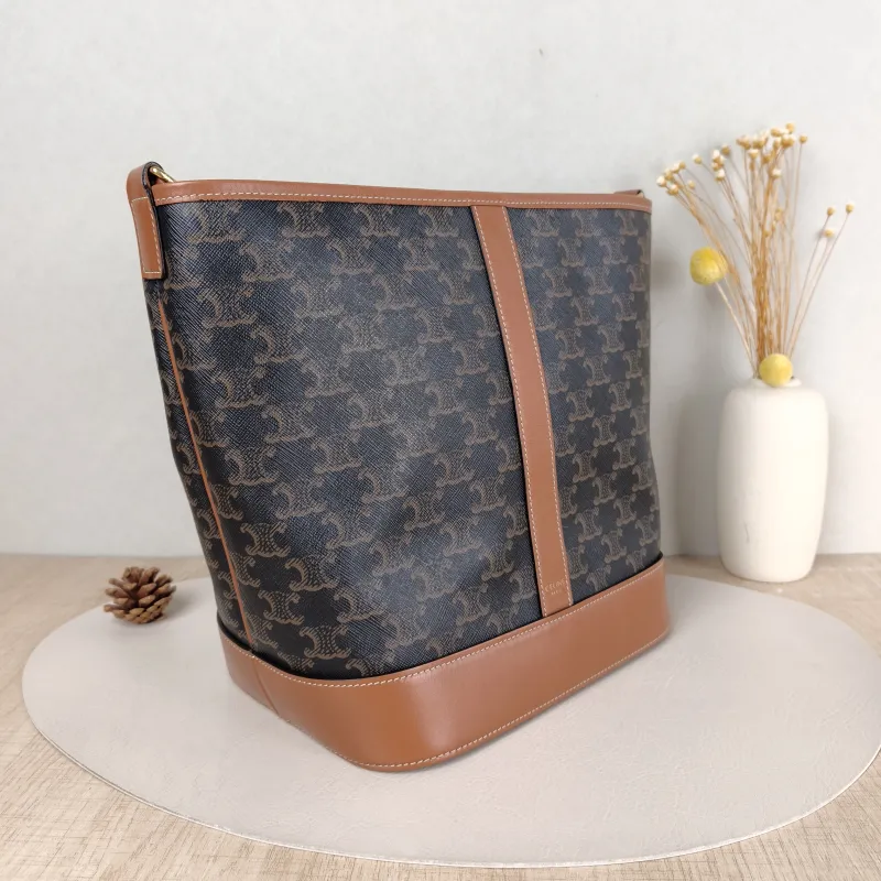 CELINE Crossbody Bag Triomphe Bucket Bag Monogram PVC Medium 24 × 18 × 27 cm — cover view 4 of 5