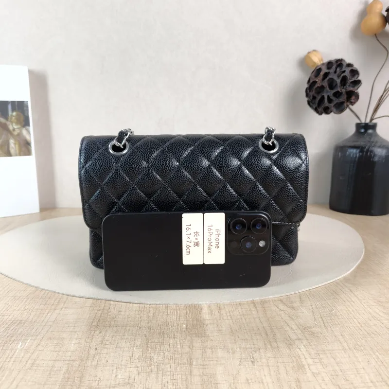 Chanel Crossbody Bag Classic Flap CF Black Grained Calfskin Small 23 × 6 × 14.5 cm Conditioned — cover view 3 of 6