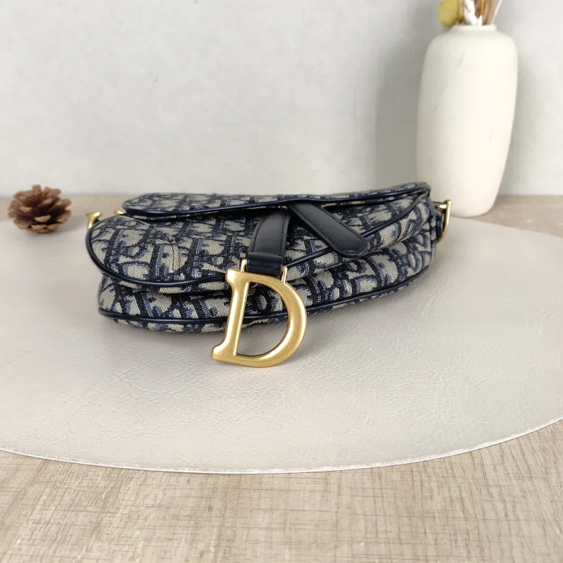 DIOR Top Handle Bag Saddle Blue Canvas Mini 19 × 6 × 15 cm — cover view 2 of 5