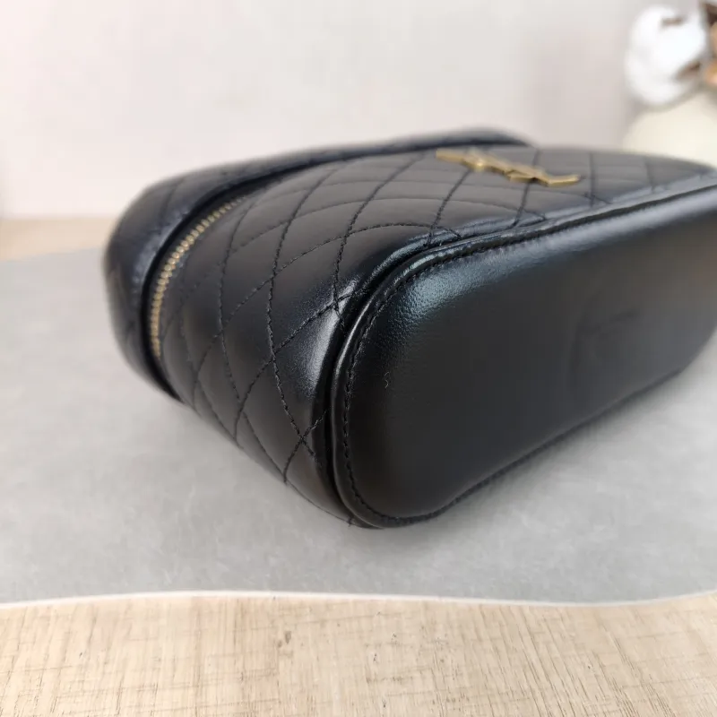 SAINT LAURENT Shoulder Bag Gaby Cosmetic Bag Black Calfskin Medium 18 × 6.5 × 11 cm — detail view 9 of 11