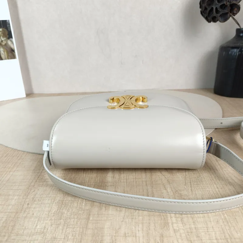CELINE Crossbody Bag TEEN BESACE TRIOMPHE Grey Calfskin Small 18.5 × 6 × 16 cm — detail view 1 of 12