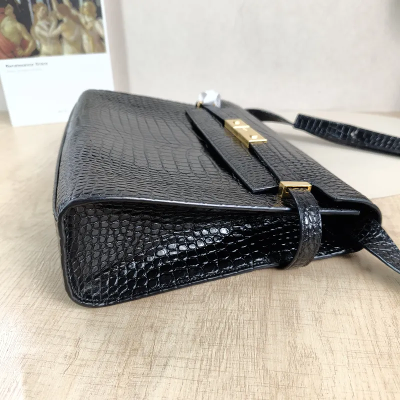 SAINT LAURENT Shoulder Bag MANHATTAN Black Embossed Calfskin Medium 29 × 7.5 × 20 cm — detail view 12 of 13