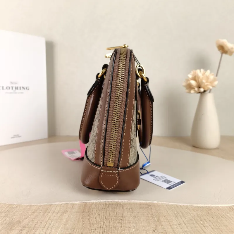 GUCCI Top Handle Bag Horsebit 1955 Horsebit Dome Bag Monogram PVC Mini 20 × 7.5 × 19.5 cm — detail view 6 of 11