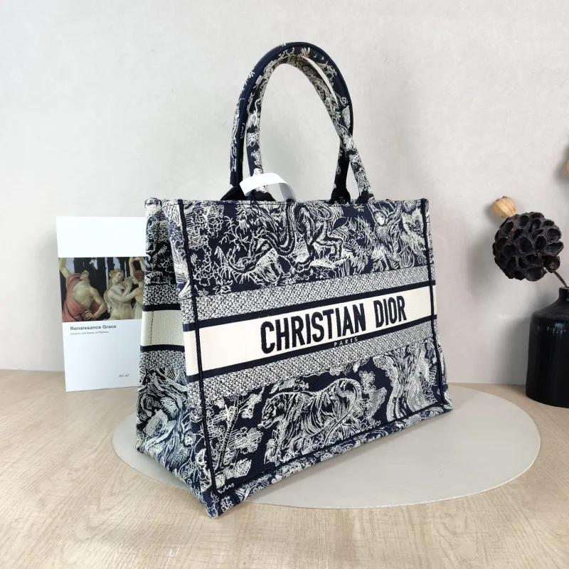 DIOR Top Handle Bag Book Tote Collection · Blue White Canvas Medium 36 × 16.5 × 27.5 cm — cover view 2 of 5