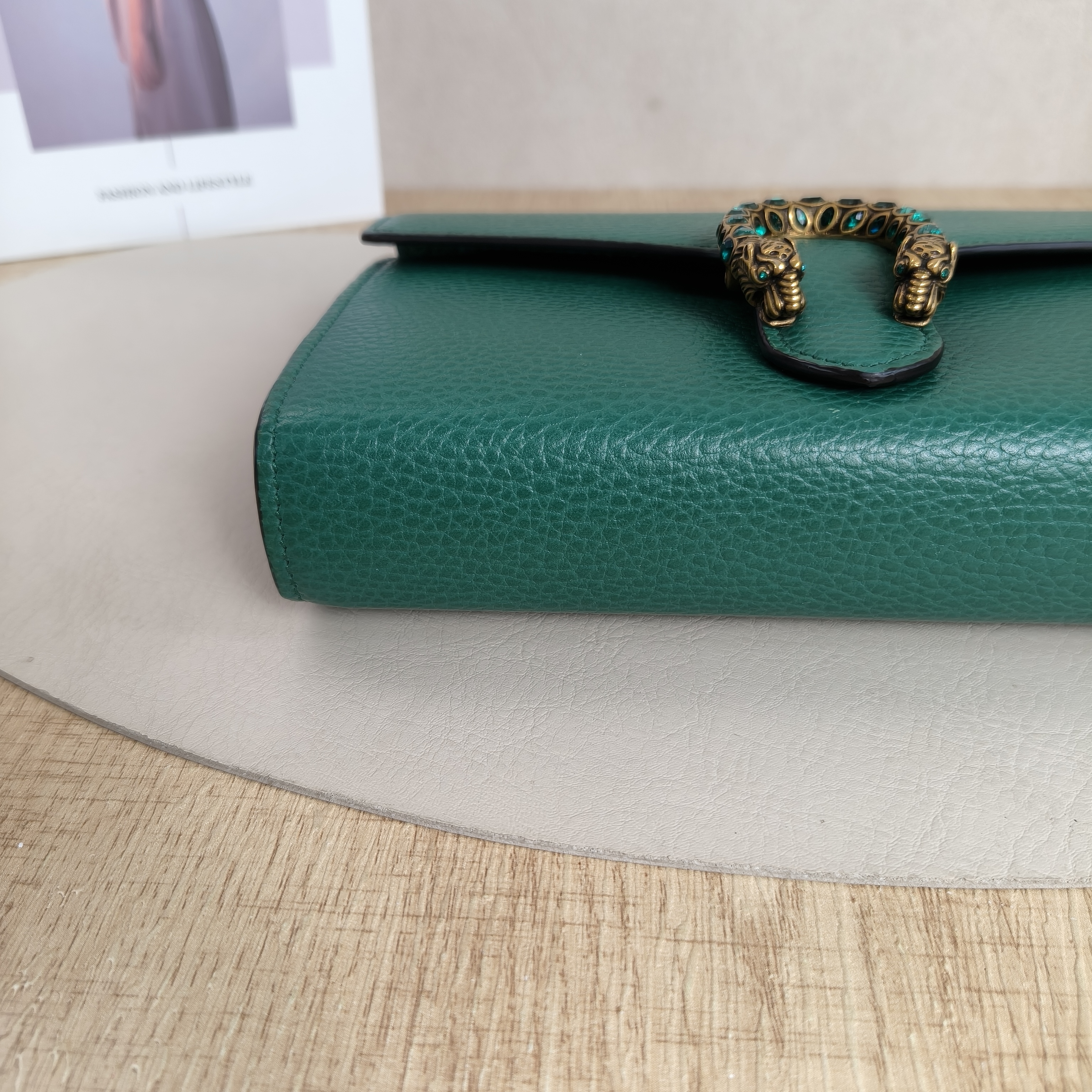 GUCCI Dionysus Wallet woc mini Green Calfskin · Dust Bag Shoulder Strap · 20 × 6 × 13 cm — cover view 9 of 11
