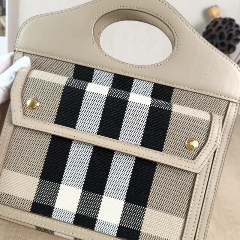 BURBERRY Crossbody Bag pocket bag Top Handle Crossbody Bag Taupe Canvas Mini 23 × 6 × 26.5 cm — detail view 5 of 13