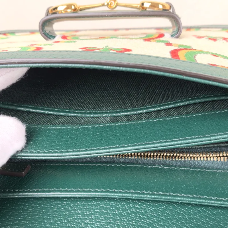 GUCCI Crossbody Bag Horsebit 1955 Horsebit Medium Colorblock Canvas Medium 25 × 8 × 18 cm — detail view 8 of 12