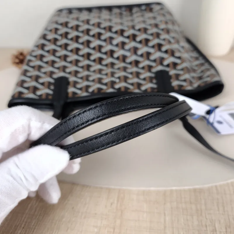 GOYARD Top Handle Bag ANJOU Shopping Tote Black ine Canvas Mini 19.5 × 9 × 19.5 cm — detail view 9 of 12