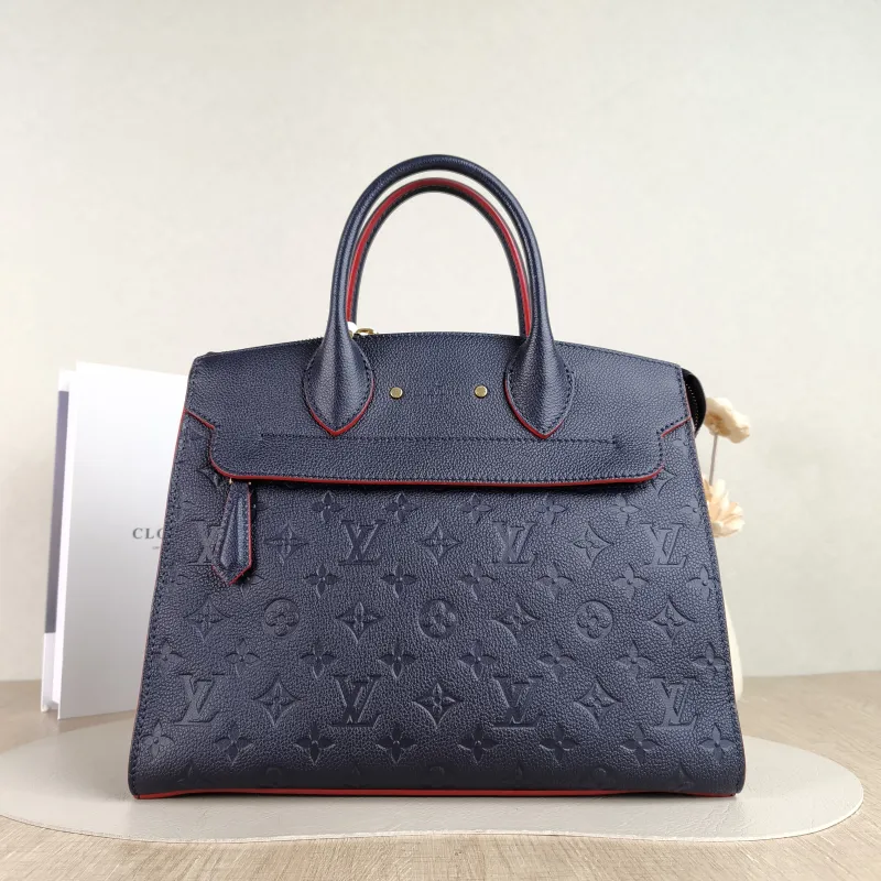 Louis Vuitton Top Handle Bag Pont Neuf Top Handle Bag Blue Calfskin 30 × 11 × 24.5 cm