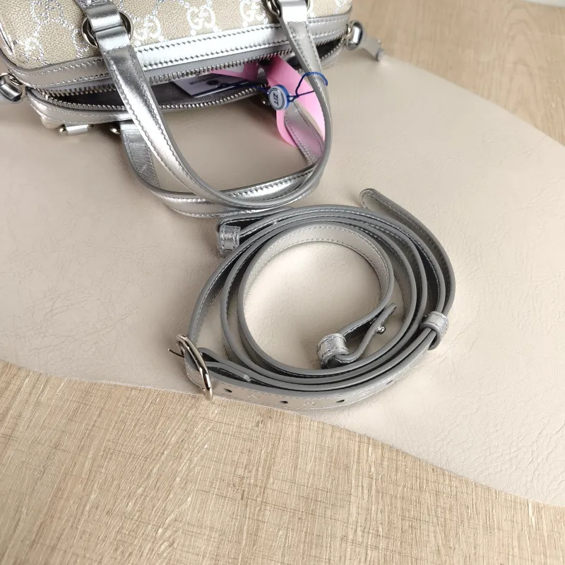 GUCCI Crossbody Bag GG Collection Silver Monogram PVC 20 × 11 × 13 cm — detail view 8 of 11