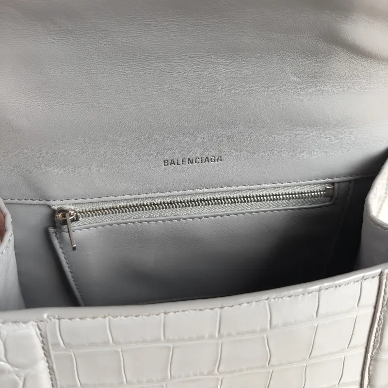 BALENCIAGA Crossbody Bag Hourglass Hourglass Bag Grey Calfskin Small 23 × 10 × 14 cm — detail view 10 of 11