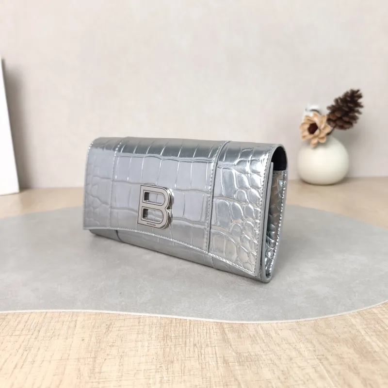 BALENCIAGA Crossbody Bag WOC Crossbody Bag Silver Calfskin One Size 19.5 × 3 × 10 cm — cover view 5 of 5