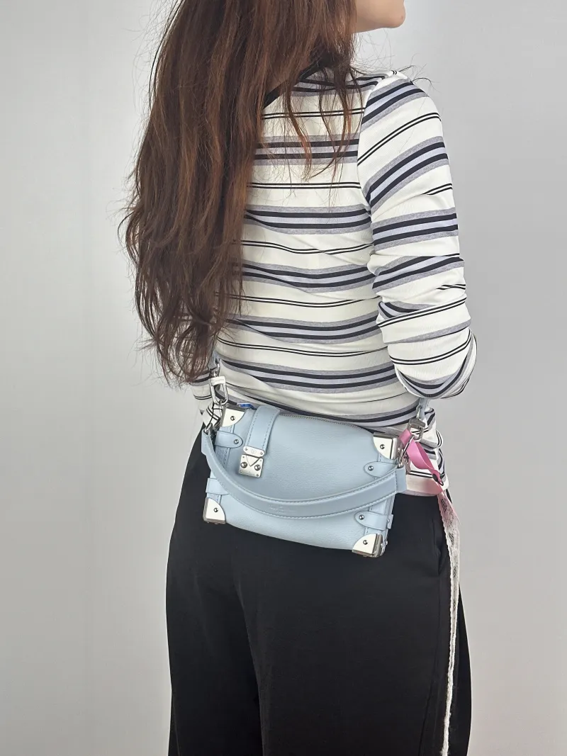 Louis Vuitton Crossbody Bag Side Trunk Box Blue Calfskin Small18 × 8 × 12.5 cm — on-model view 2 of 2