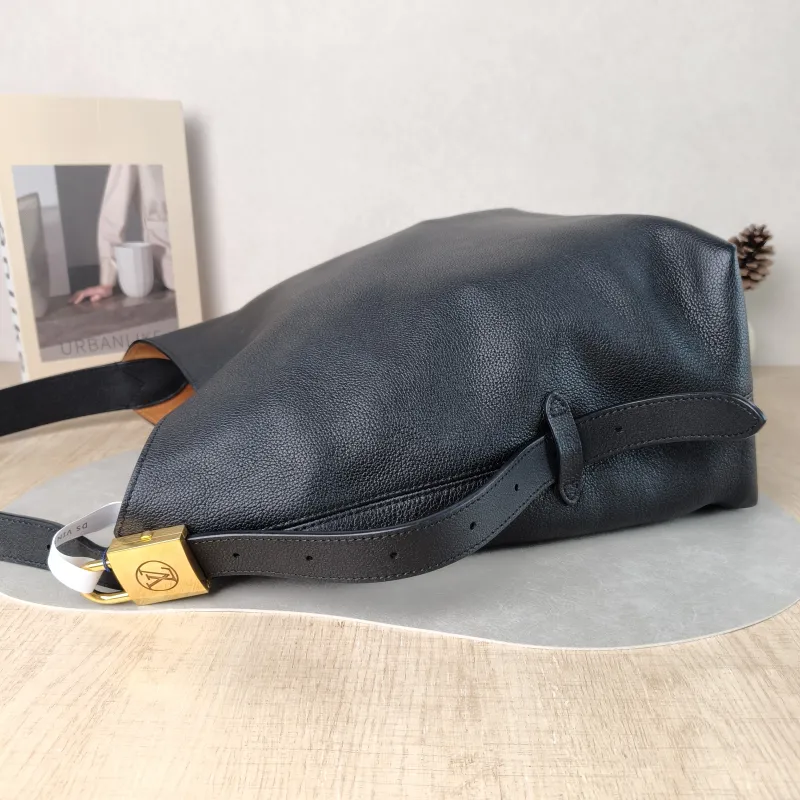 Louis Vuitton Shoulder Bag Low Key Hobo Shoulder Bag Black Calfskin Medium 31 × 18 × 35 cm — detail view 9 of 11