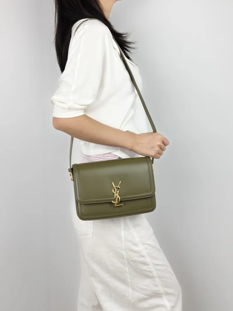 SAINT LAURENT Crossbody Bag Solferino Box Shoulder Bag Calfskin Medium 23 × 16 × 7 cm — on-model view 3 of 3