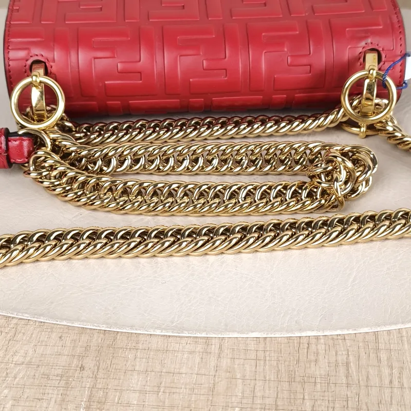 FENDI Crossbody Bag Crossbody Bag Red Calfskin One Size 19 × 7 × 15 cm — detail view 8 of 13