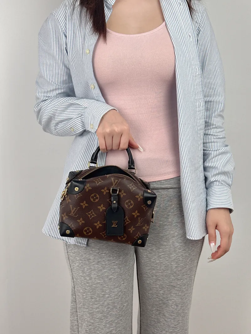 Louis Vuitton Crossbody Bag Petite Malle Souple Box Black PVC One Size20 × 7.5 × 14 cm — on-model view 2 of 2