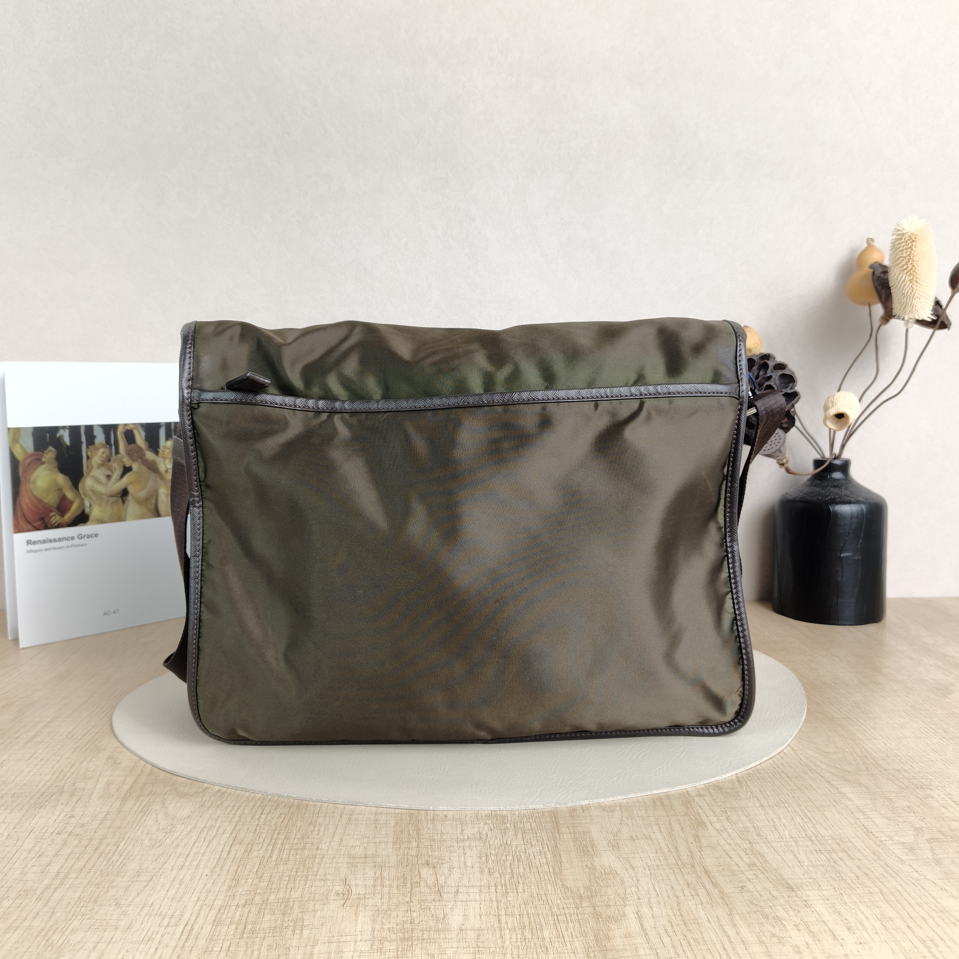 PRADA Crossbody Bag Messenger Bag Crossbody Bag Green Nylon One Size34 × 14 × 25 cm — cover view 2 of 5