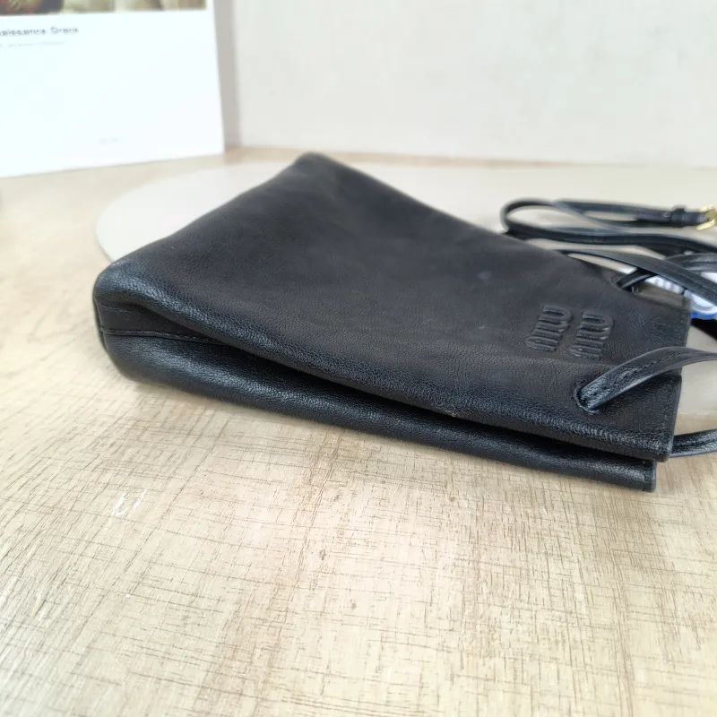 Miumiu Crossbody Bag logo Black Lambskin One Size 14 × 6 × 17 cm — detail view 8 of 11