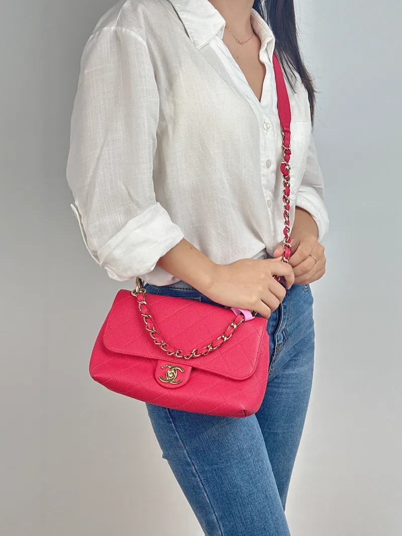 Chanel Crossbody Bag CF Crossbody Bag Red Grained Calfskin One Size 21 × 8 × 13 cm 29 — on-model view 1 of 2