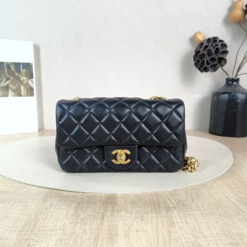 Chanel Crossbody Bag Classic Flap Large Mini CF Mini Black Lambskin mini 20 × 6 × 12 cm