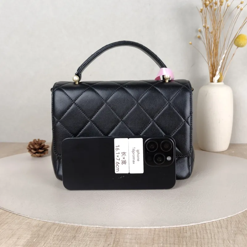 Chanel Crossbody Bag Pearl Crossbody Bag Black Lambskin One Size 21 × 7 × 15 cm — cover view 2 of 5