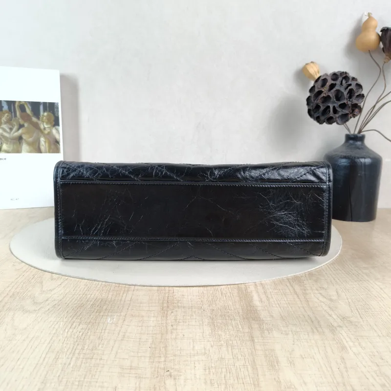 SAINT LAURENT Shoulder Bag NIKI SHOPPING Shopping Tote Black Waxed Leather Medium33 × 11.5 × 27 cm — cover view 6 of 6