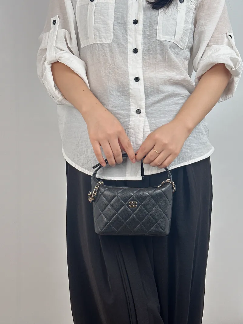 Chanel Crossbody Bag Crossbody Bag Black Grained Calfskin One Size 16 × 6 × 13 cm — on-model view 1 of 2