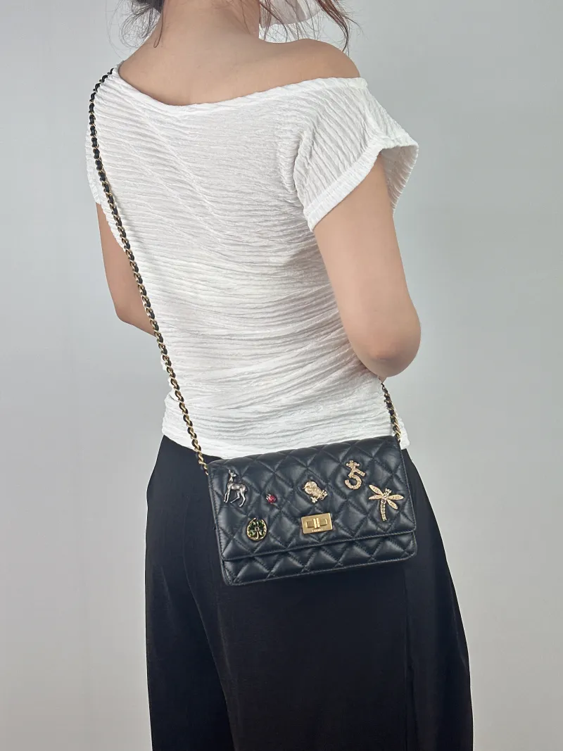 Chanel Crossbody Bag Edition2.55 woc Black Calfskin Mini 19.2 × 3.5 × 12.3 cm 24 — on-model view 1 of 2