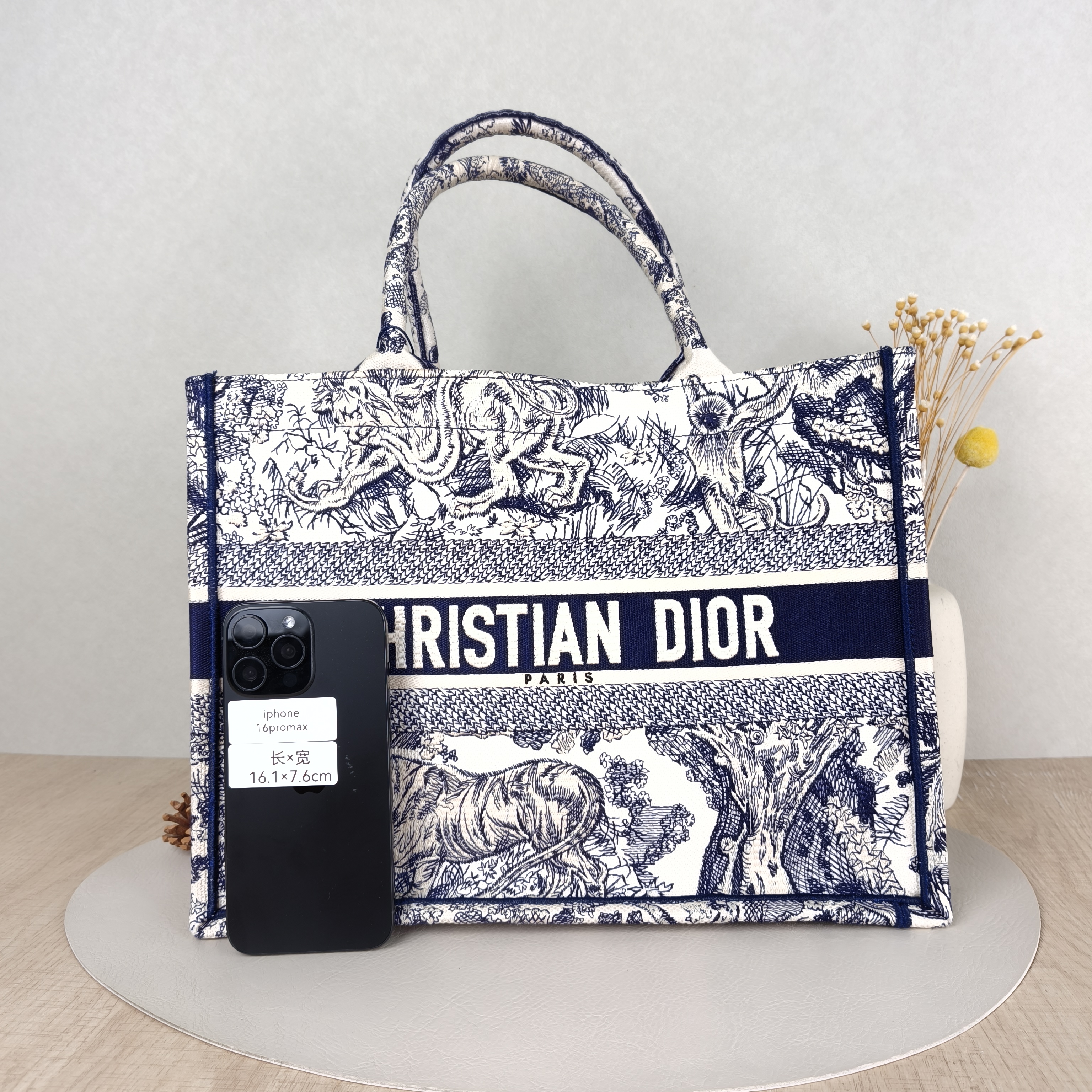 DIOR Top Handle Bag Book Tote Collection · White Blue Canvas Medium36 × 16.5 × 27.5 cm — cover view 4 of 5