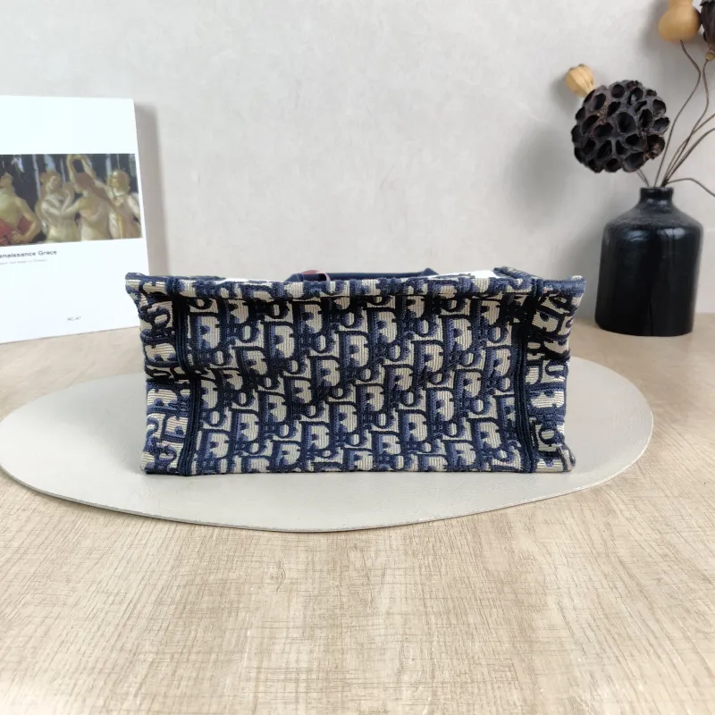 DIOR Shoulder Bag Book Tote Shoulder Strap Edition Blue Canvas Small 26.5 × 14 × 22 cm — cover view 4 of 6