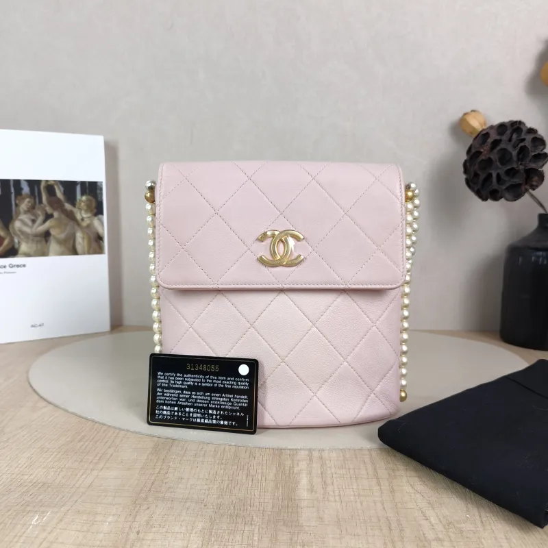 Chanel Crossbody Bag Pearl Crossbody Bag Pink Calfskin One Size 19 × 8 × 19 cm 31 — cover view 3 of 6