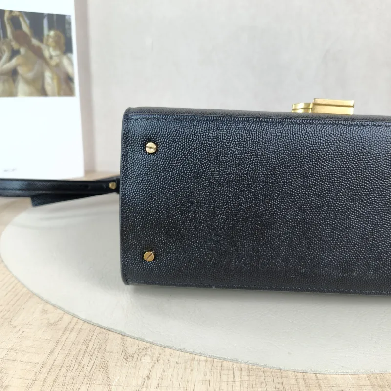 SAINT LAURENT Shoulder Bag Cassandra Shoulder Bag Black with Gold-Tone Hardware Grained Calfskin Medium 24.5 × 11.5 × 20 cm — detail view 2 of 13