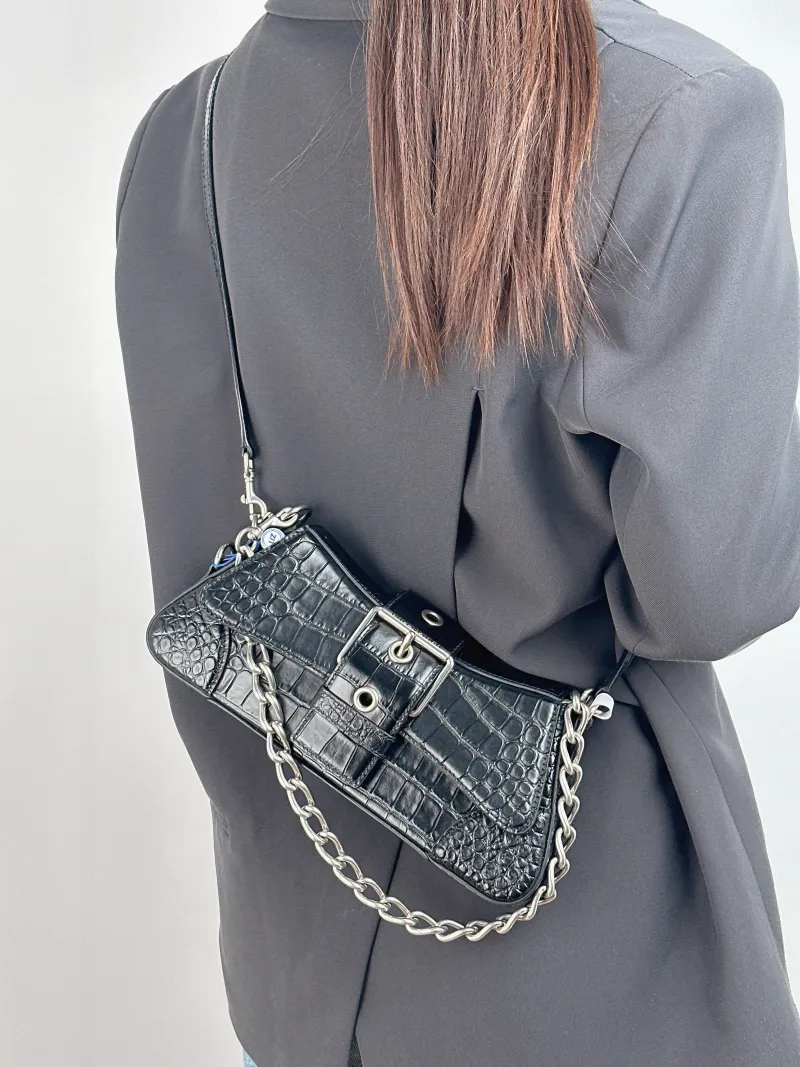 BALENCIAGA Shoulder Bag Lindsay Black Calfskin Small 29 × 5 × 13 cm — on-model view 1 of 2