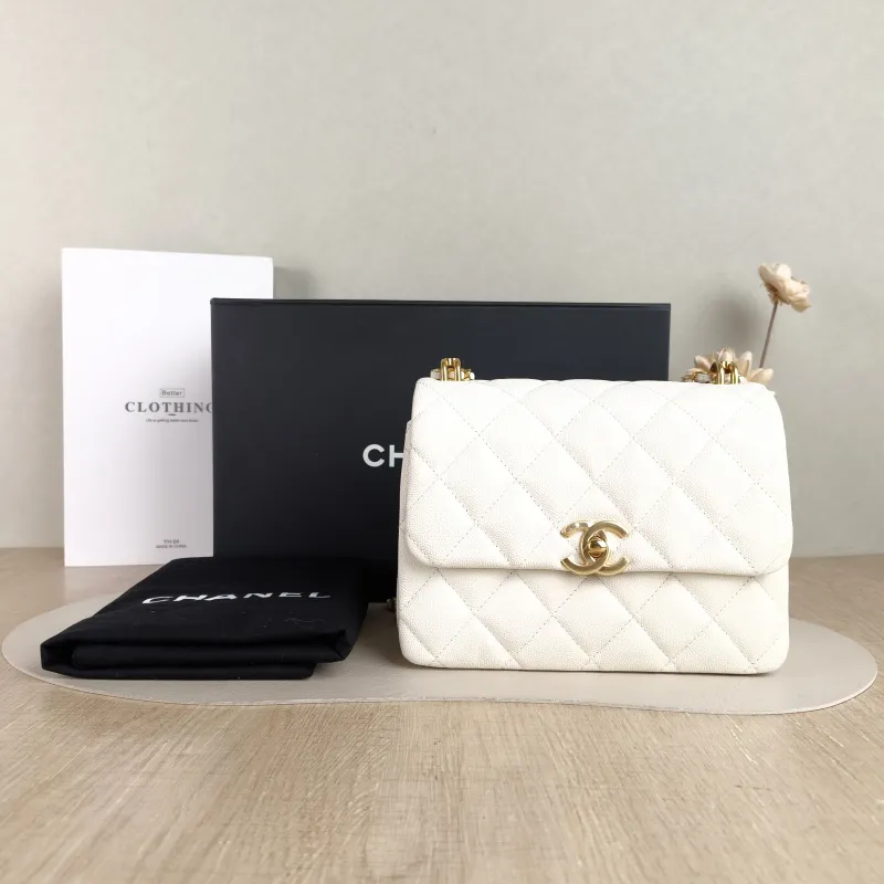 Chanel Crossbody Bag 22k White Grained Calfskin Small Edition 20 × 8.5 × 14.5 cm — cover view 4 of 6