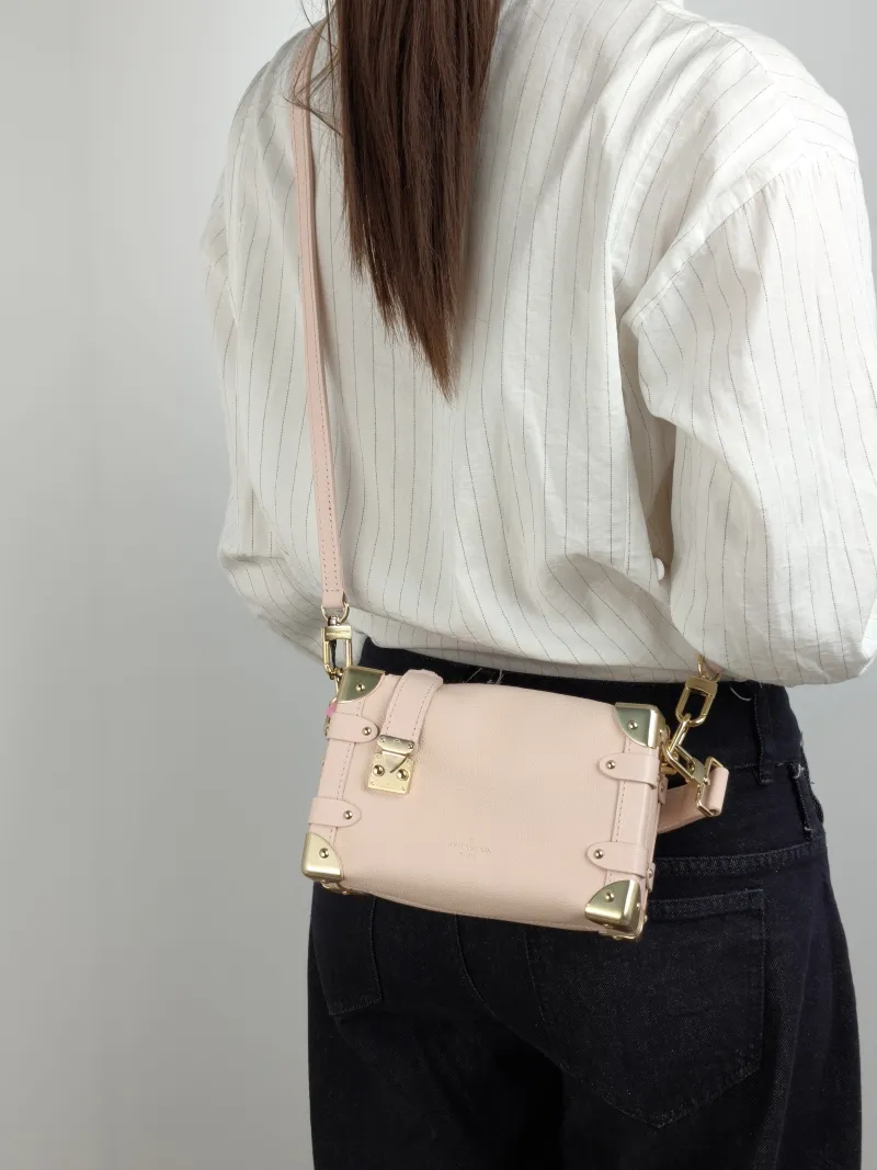 Louis Vuitton Crossbody Bag Side Trunk Box Pink Calfskin Small 18 × 8 × 12.5 cm — on-model view 3 of 3