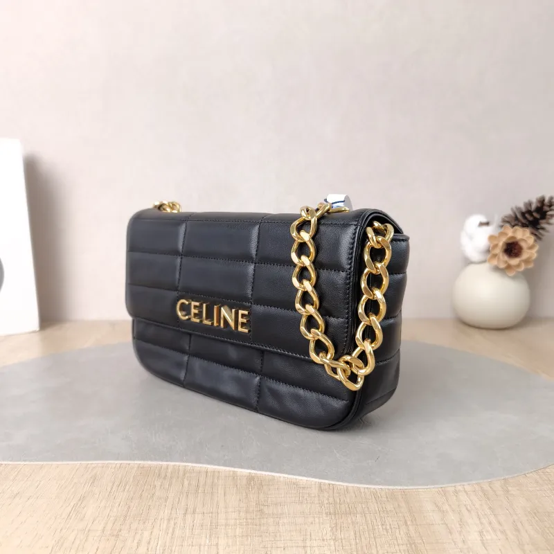 CELINE Shoulder Bag Matelasse Monochrome Shoulder Bag Black Lambskin 24 × 5 × 15 cm — cover view 6 of 6