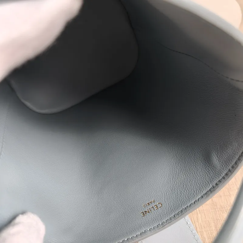 CELINE Crossbody Bag Louise Bucket Bag Blue Calfskin Mini 13.5 × 10 × 16 cm — detail view 3 of 13