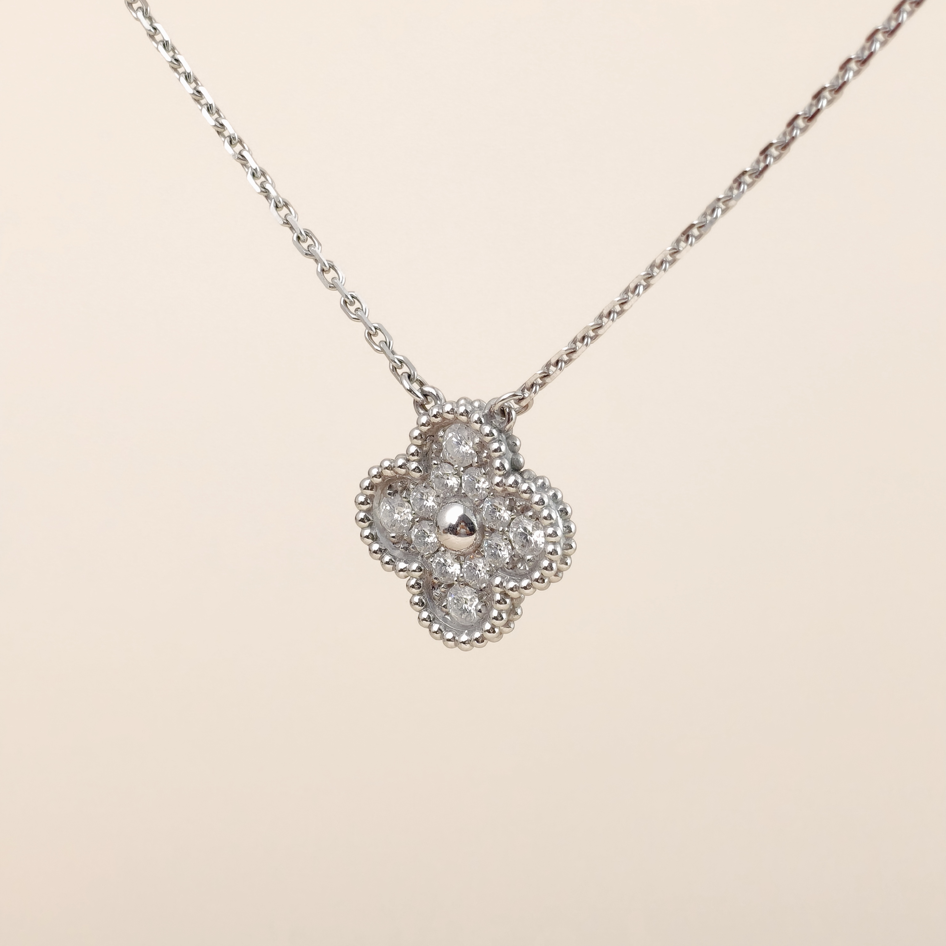 Van Cleef & Arpels Necklace Alhambra White Gold18KW hite Gold Diamond Vintage Small42cm — cover view 11 of 14