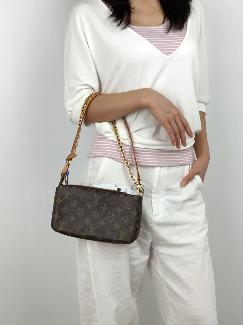 Louis Vuitton Shoulder Bag Pochette Accessoires Two Straps Monogram PVC Large 23.5 × 4 × 13.5 cm — on-model view 1 of 3