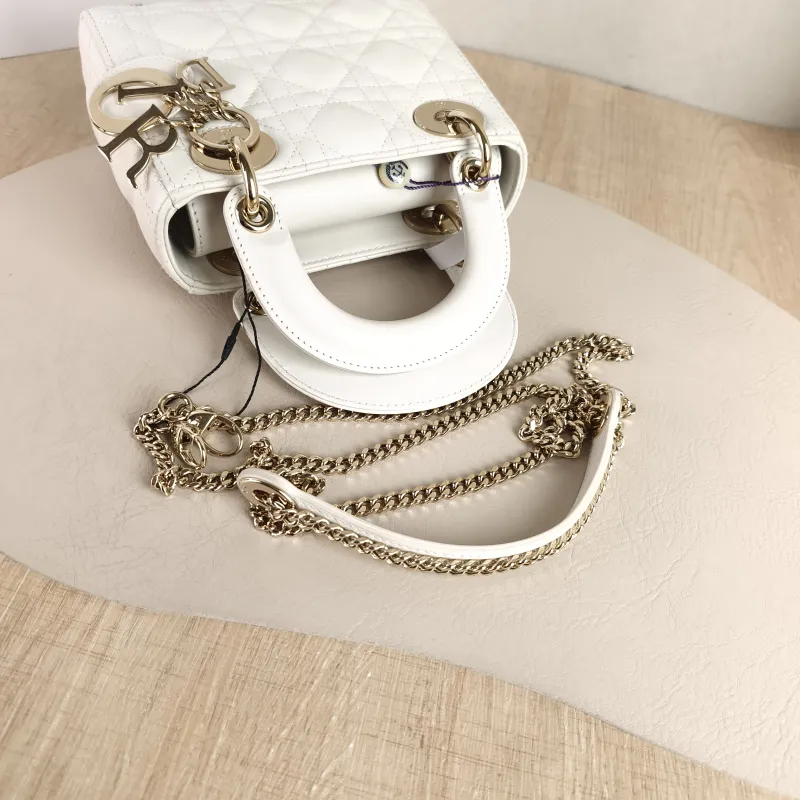 DIOR Crossbody Bag Lady Lady Dior Bag White Lambskin Mini 17 × 7 × 15 cm — detail view 11 of 11