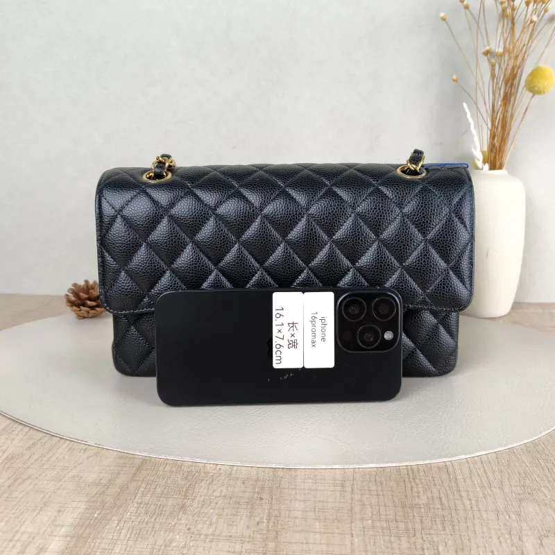 Chanel Crossbody Bag Classic Flap CF Black Grained Calfskin Medium 25.5 × 6.5 × 15.5 cm — cover view 4 of 6