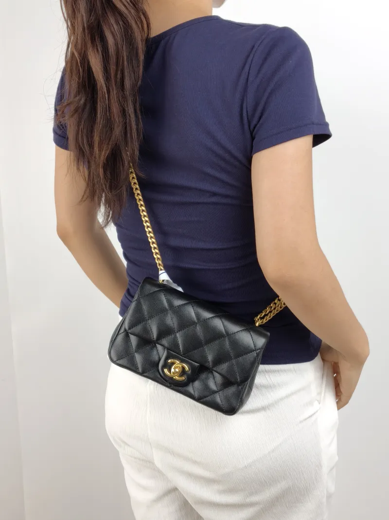 Chanel Crossbody Bag Black Lambskin 18 × 5 × 12 cm — on-model view 2 of 2